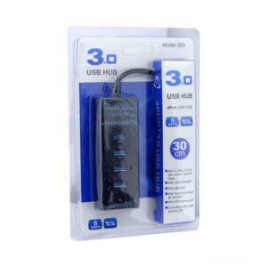 HUB 4 USB 3.0 con cable de 30 cms., 2 colores, con luz