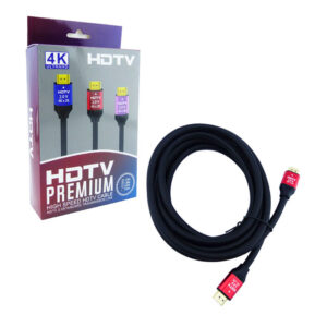 Cable HDMI marca HDTV de 3Mts, 4K, versión 2.0, punta de metal.